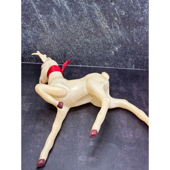 Vintage Large White Plastic Prancing Reindeer Pink Ears Mouth Midcentury 12" - Picture 12 of 12